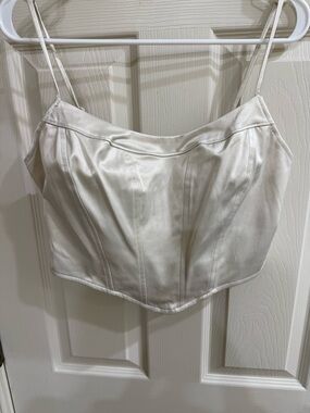 American Eagle Outfitters Satin Ivory White Corset Crop Top